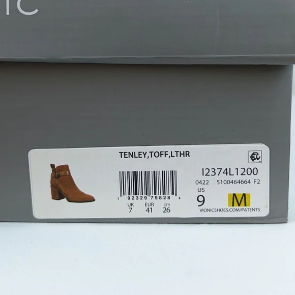 Vionic Tenley Ankle Boot Suede Leather Mid Shaft Zip Closure Toffee 9M NIB - Picture 14 of 15
